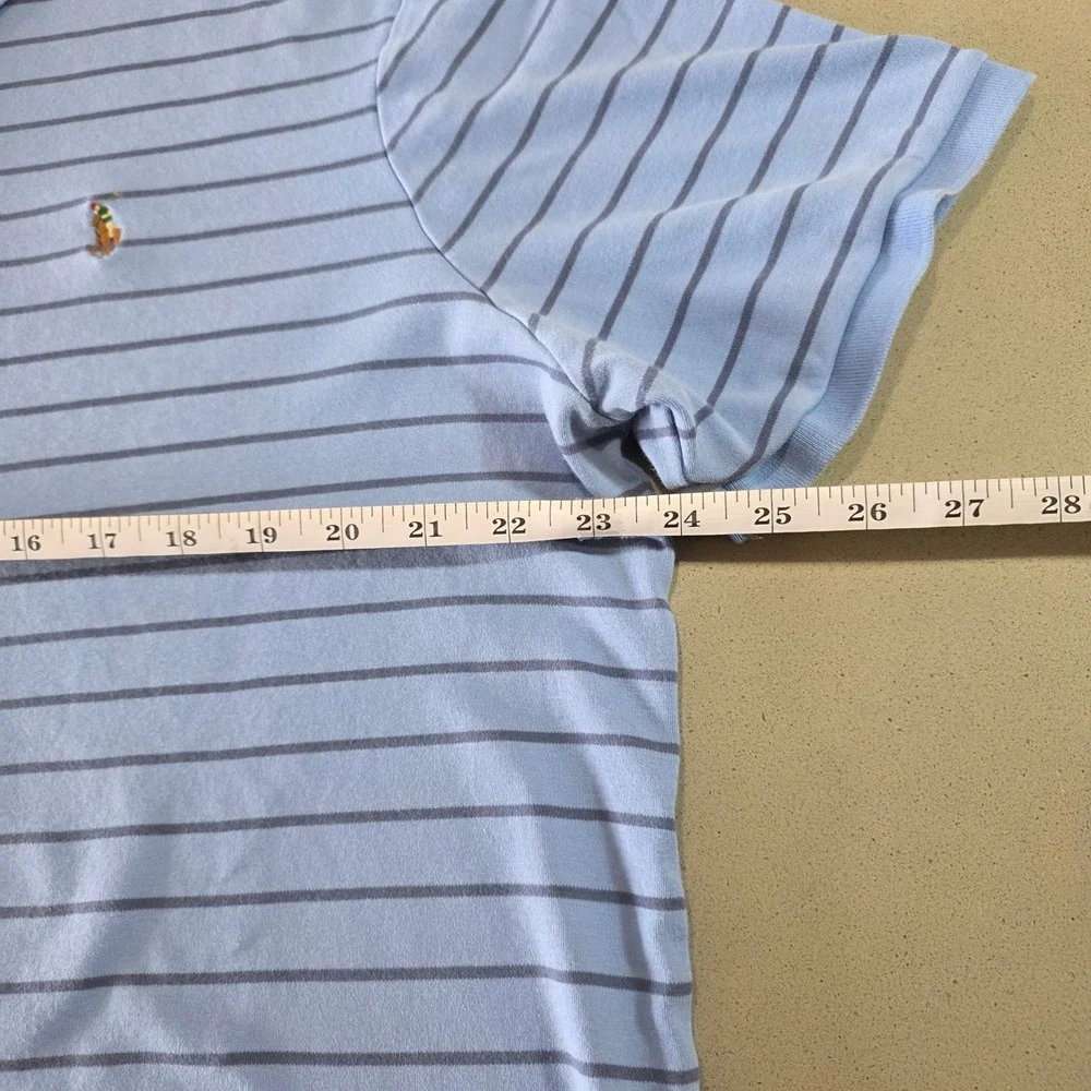 Polo Ralph Lauren Men XL Classic Fit Polo Shirt Blue Striped Short Sleeve Cotton